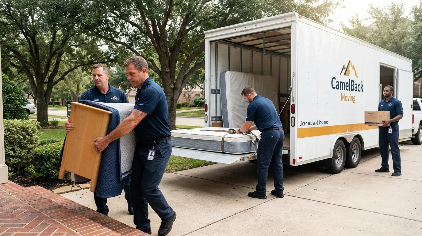 Crew loading residential truck for cross-state move from Orange Park, FL